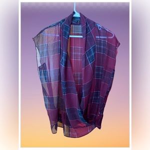 i‎ jeans by Buffalo sheer plaid top